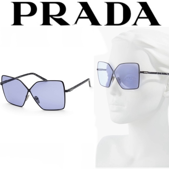 Prada Women's Black 64mm Square Sunglasses Pr50ys Nwt